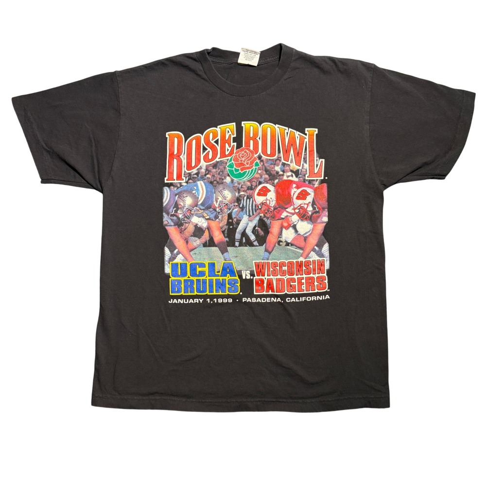 Vintage 1999 Rose Bowl UCLA Bruins vs Wisconsin Badgers T-Shirt Black XL Sport
